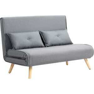 Homcom - Click Clack Sofa Bed, 2-Seater Bed Settee for Living Room, Grey
