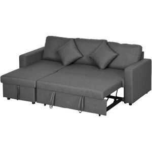 HOMCOM Corner Sofa Bed with Storage, 3 Seater Pull Out Sofa Bed, Dark Grey