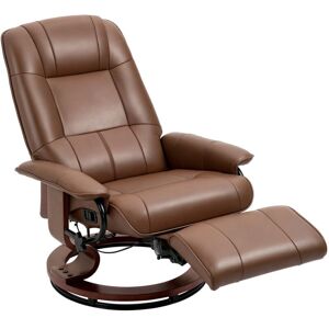 Homcom - Ergonomic Office Recliner Sofa Chair pu Leather Armchair Lounger Brown