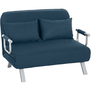 HOMCOM Fabric Sofa, Convertible 2 Seater Sofa Bed w/ Pillows, Navy Blue