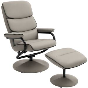 Faux Leather Recliner Chair w/ Ottoman Swivel Lounge Seat w/ Footstool - Homcom