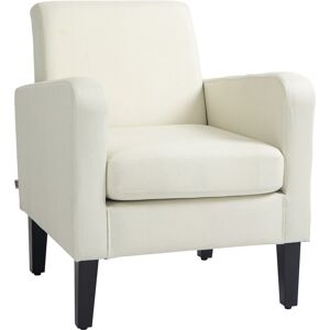 Modern Armchair Accent Chair with Rubber Wood Legs for Bedroom White - Homcom