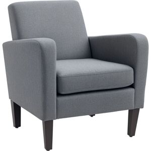Homcom - Modern Armchair Accent Chair with Rubber Wood Legs for Bedroom Grey