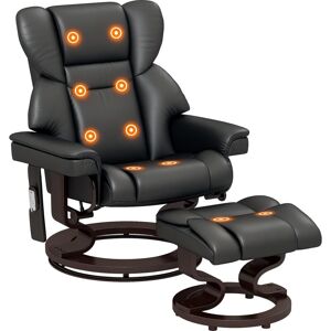 Homcom - Massage Recliner Chair with Footstool and Adjustable Backrest, Black