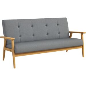 Homcom - Modern Sofa Upholstery Couch with Rubber Wood Legs Dark Grey 3-Seater