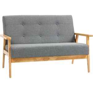 Modern Sofa Upholstery Couch with Rubber Wood Legs Dark Grey 2-Seater - Homcom