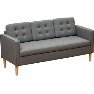 Homcom - Modern 3 Seater Sofa with Hidden Storage and Rubber Wood Legs, Grey