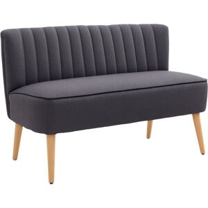 HOMCOM Modern Double Seat Sofa Compact Loveseat Couch Padded Velvet Wood Legs Dark Grey