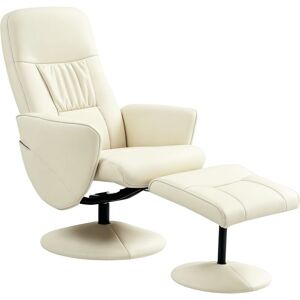Homcom - pu Leather Armchair and Footrest Swivel Recliner w/ Ottoman Cream White