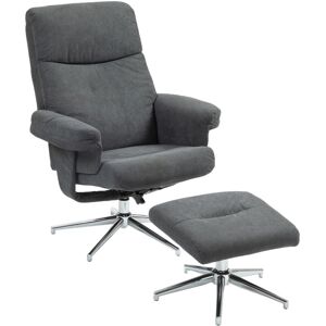 Homcom - Recliner Chair with Footstool with Adjustable Back Charcoal Grey