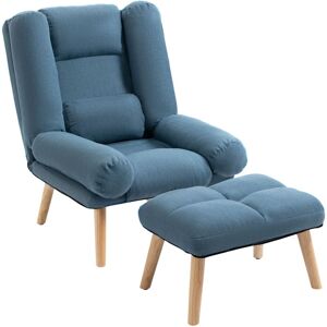 Homcom - Recliner with Ottoman 3-Position Adjustable Reclining Lounger Sofa Chair