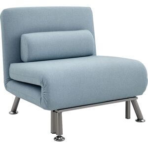Single Folding 5 Position Convertible Sleeper Chair Sofa Bed Blue - Homcom