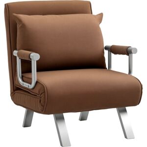 Sofa Bed Foldable Portable Armchair Sleeper Lounge with Pillow Brown - Homcom