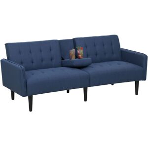 Homcom - Upholstered Sofa bed 3 Seater Home Theater with Storage Dark Blue