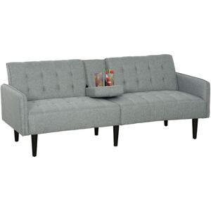 Upholstered Sofa bed 3 Seater Home Theater with Storage Light Grey - Homcom