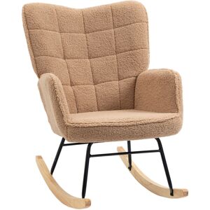 HOMCOM Wingback Rocking Chair for Nursing w/ Steel Frame and Wooden Base Brown