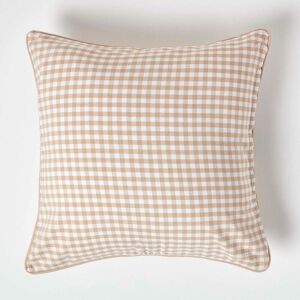 Homescapes - Cotton Gingham Check Beige Cushion Cover, 60 x 60 cm