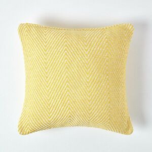 Homescapes - Cotton Yellow Halden Chevron Cushion Cover, 60 x 60 cm