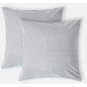 Homescapes - Set of 2 Light Grey Velvet Cushion Covers, 40 x 40 cm