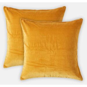 Homescapes - Set of 2 Mustard Velvet Cushion Covers, 40 x 40 cm