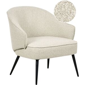 Beliani - Industrial Armchair Living Room Boucle Teddy Upholster Black Legs Curved Arms Light Beige Kayla