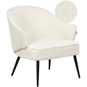 BELIANI Industrial Armchair Living Room Boucle Teddy Upholster Black Legs Curved Arms Off-White Kayla