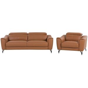 BELIANI Living Room Set 4 Seater NARWIK Leather Brown