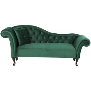 Beliani - Chaise Lounge Vintage Chesterfield Dark Green Velvet Button Tuft Left Lattes