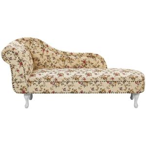 Beliani - Vintage Chaise Lounge Polyester Fabric Flower Pattern Beige Left Hand Nimes