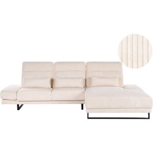 Beliani - Left Hand Corner Sofa Corduroy Upholstery Steel Legs Adjustable Armrests and Backrest Living Room Furniture Beige Ikast