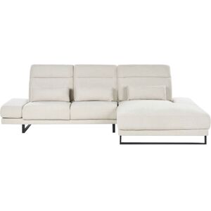 BELIANI Left Hand Corner Sofa Polyester Upholstery Steel Legs Adjustable Armrests and Backrest Living Room Furniture Light Beige Ikast