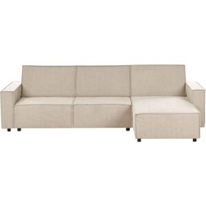 BELIANI Corner Sofa Bed 3 Seater ROMEDAL II Fabric Beige Left Hand