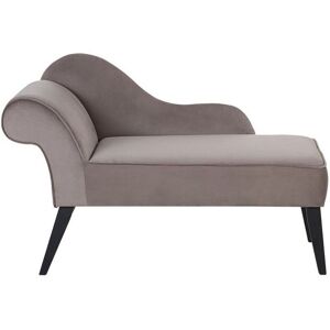 Beliani - Vintage Left Hand Velvet Chaise Lounge Taupe Upholstery Black Legs Biarritz