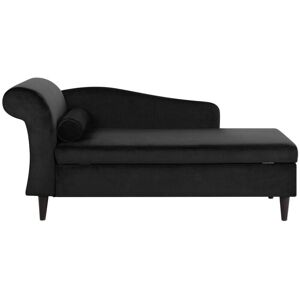 Beliani - Living Room Left Hand Velvet Chaise Lounge with Storage Black Luiro