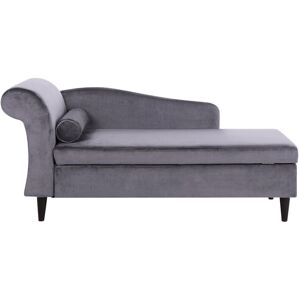 Beliani - Living Room Left Hand Velvet Chaise Lounge with Storage Dark Grey Luiro