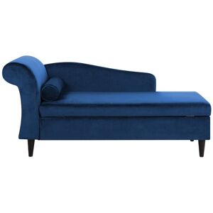 Beliani - Living Room Left Hand Velvet Chaise Lounge with Storage Navy Blue Luiro