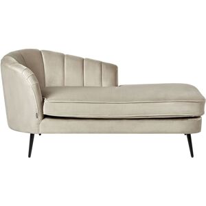 Beliani - Left Hand Velvet Chaise Lounge Modern Design Upholstery Black Metal Legs Beige Allier