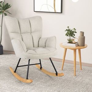Costway - Linen Nursery Rocking Chair Modern Rocking Accent Chair Glider Rocker Armchair