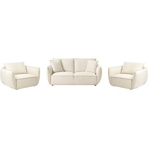 BELIANI Living Room Set 5 Seater KUNES Fabric Light Beige
