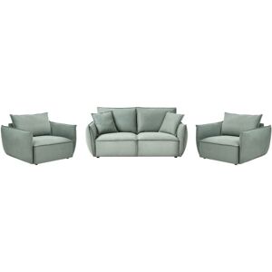 BELIANI Living Room Set 5 Seater KUNES Fabric Light Green