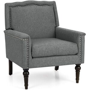 Costway - Mid-century Modern Armchair Linen Fabric Upholstered Accent Chair