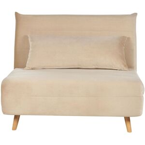 Beliani - Modern 1 Seater Velvet Sofa Guest Bed Single with Cushion Beige Setten