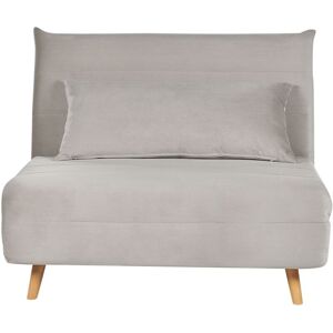 Beliani - Modern 1 Seater Velvet Sofa Guest Bed Single with Cushion Light Grey Setten