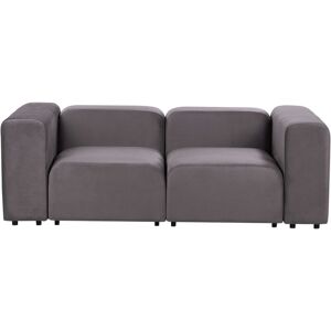Beliani - Modern 2 Seater Modular Sofa Couch Velvet Upholstery Living Room Set Dark Grey Falsterbo