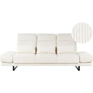Beliani - Modern 3 Seater Sofa Corduroy Jumbo Cord Upholstery Steel Legs Adjustable Armrests and Backrest Light Beige Ikast