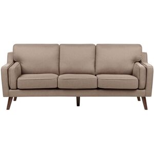 Beliani - Modern 3 Seater Sofa Upholstered Fabric Solid Oak Light Wood Legs Light Brown Lokka