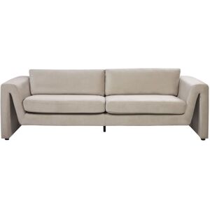 Beliani - Modern 3 Seater Sofa Velvet Upholstered Cushioned Backrest Accent Armrests Taupe Maunu