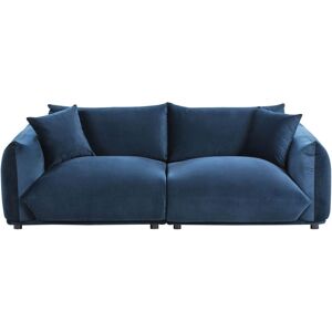Beliani - Modern 3 Seater Velvet Sofa with Scatter Cushions Dark Blue Upholstery Luvos