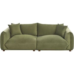 BELIANI Modern 3 Seater Velvet Sofa with Scatter Cushions Green Upholstery Luvos