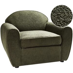 Beliani - Modern Armchair Upholstered Boucle Fabric Cushioned Backrest Thickly Padded Dark Green Ellede
